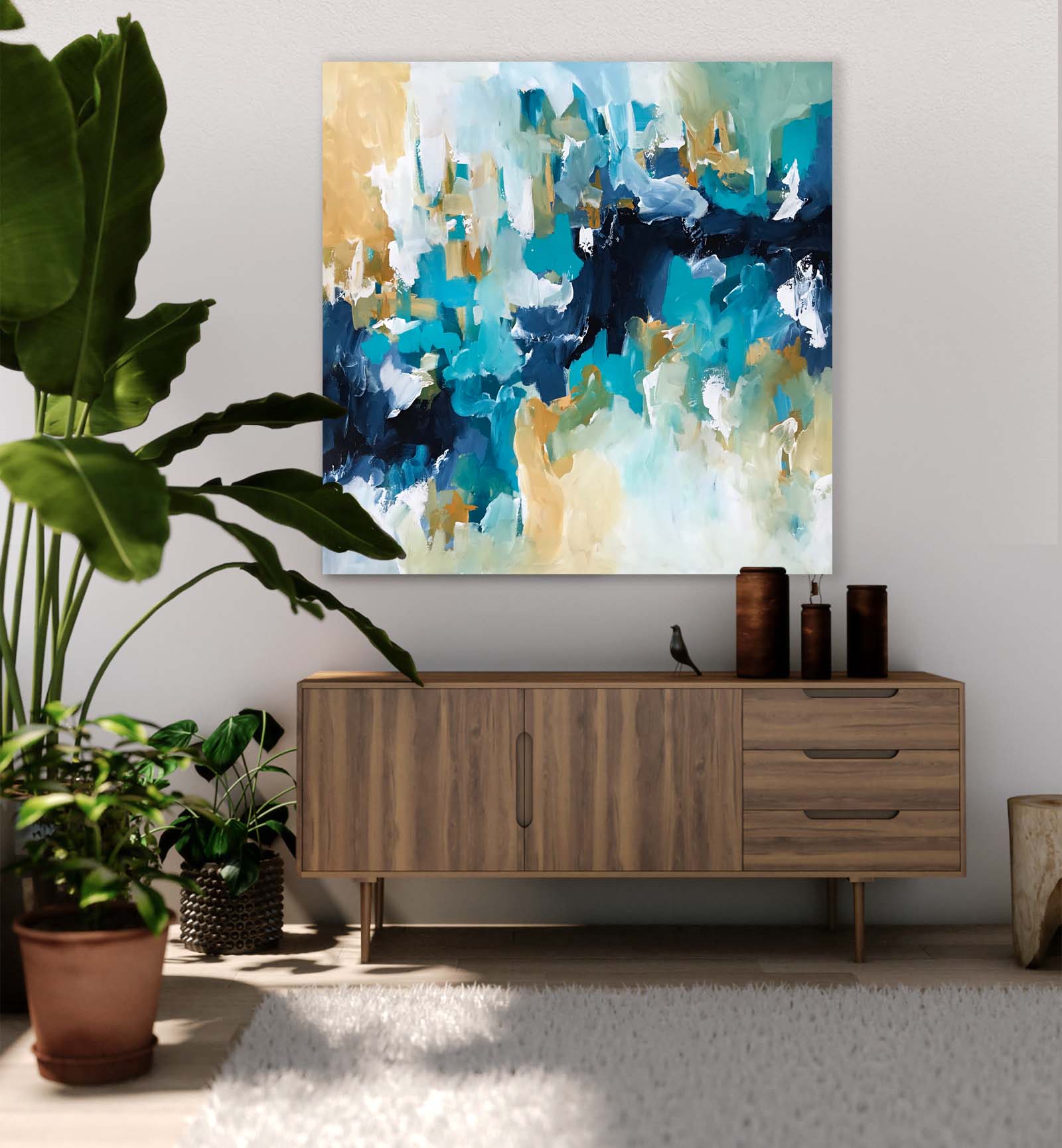When The Rain Washes Away - 102x102 cm - Original Painting-OmarObaid.com