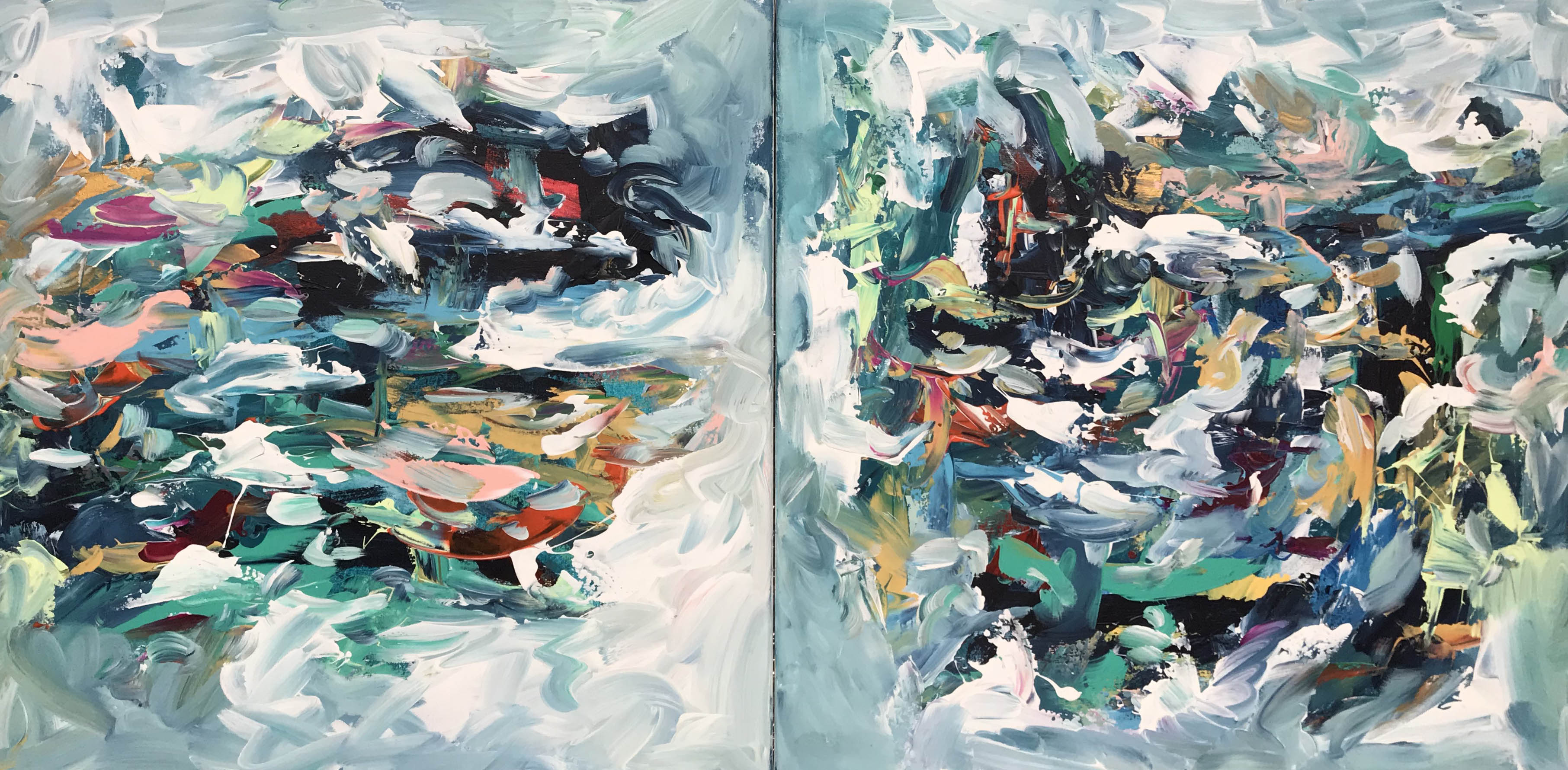 Untitled - 120x60 cm - Diptych Original Painting