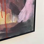Close up photo of anticipating uncertainty modern abstract painting by artist Omar Obaid