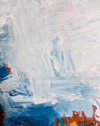 Abstract art with blue and white brushstrokes