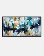 abstract acrylic painting of blue ocean waves with textured brushstrokes, modern contemporary wall art