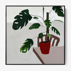 Monstera Study In Red Pot - Original Painting-Abstract House