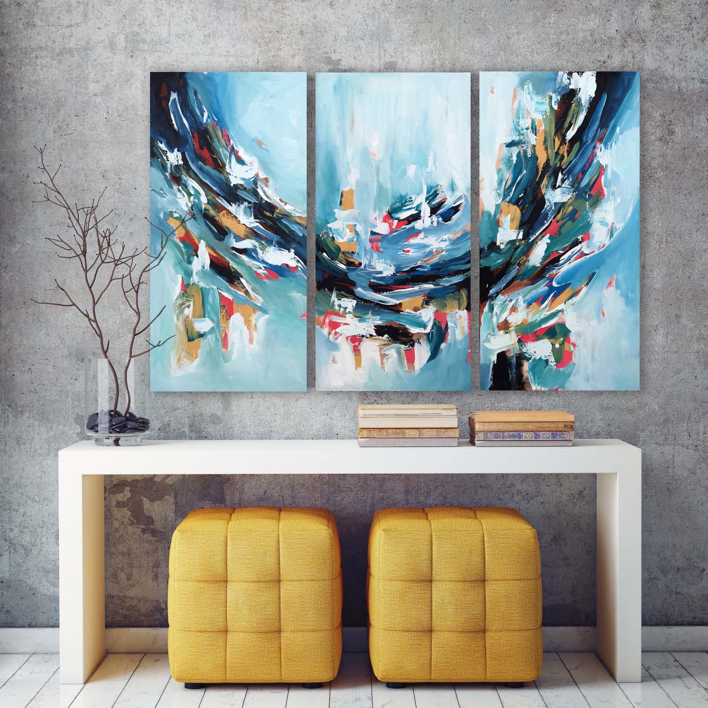 A Perfect Lie - 150x102 cm - Original Triptych Painting-OmarObaid.com