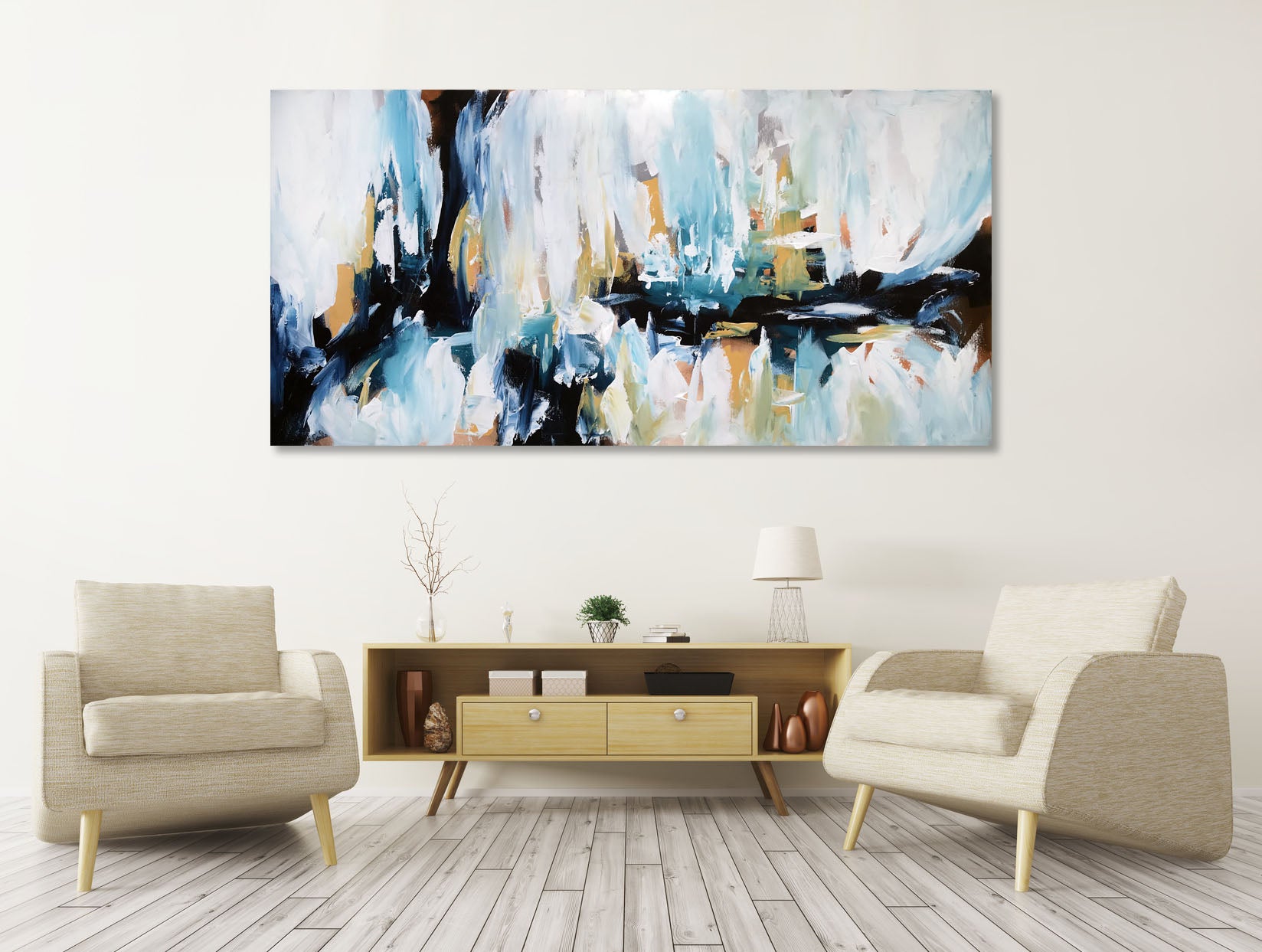 Another Rainy Day - 152x76 cm - Original Painting-OmarObaid.com