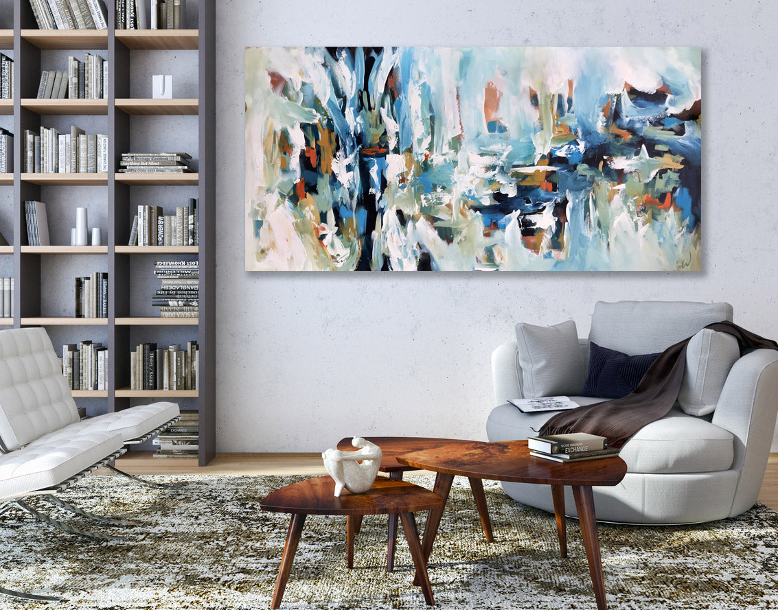 Caught In Silence- 152x76 cm - Original Painting-OmarObaid.com