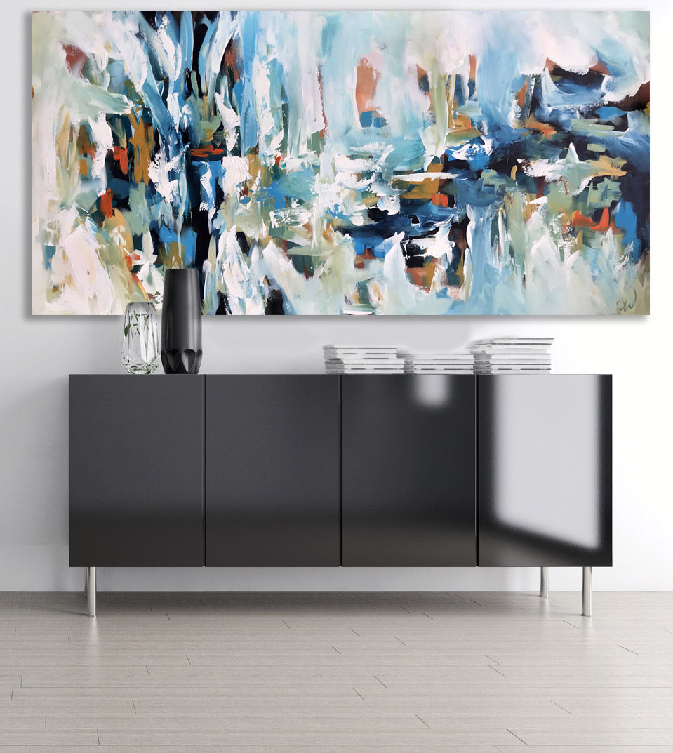 Caught In Silence- 152x76 cm - Original Painting-OmarObaid.com