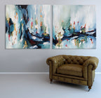Daybreak 2 - Diptych 204x102 cm - Original Painting-OmarObaid.com