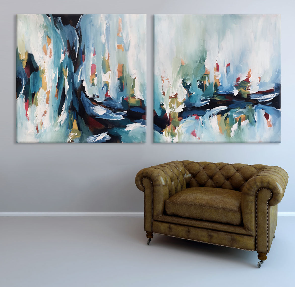 Daybreak 2 - Diptych 204x102 cm - Original Painting-OmarObaid.com