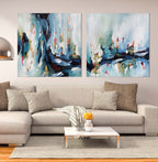 Daybreak 2 - Diptych 204x102 cm - Original Painting-OmarObaid.com