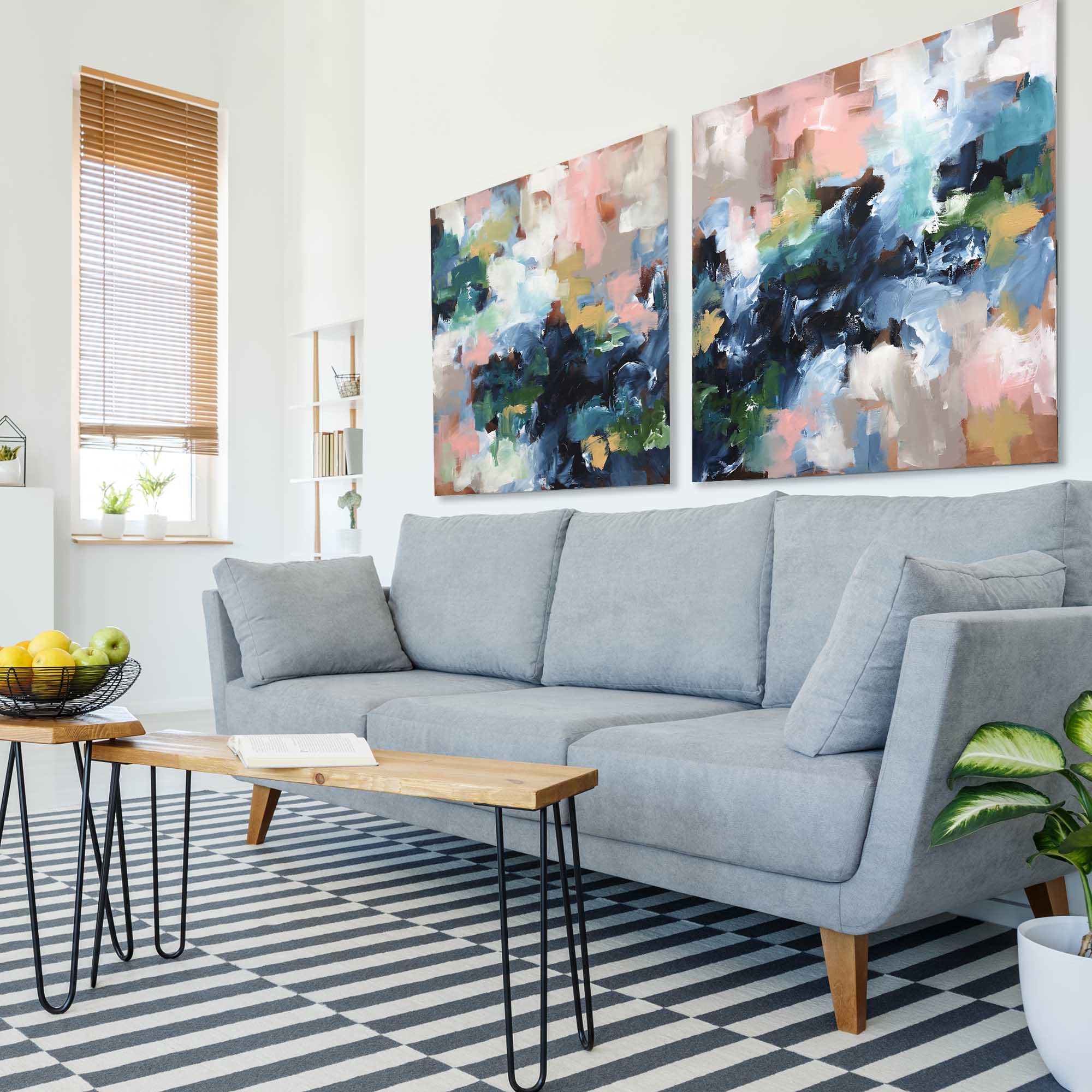 Adapting To The Unknown - 204x92 cm - Diptych Original Painting