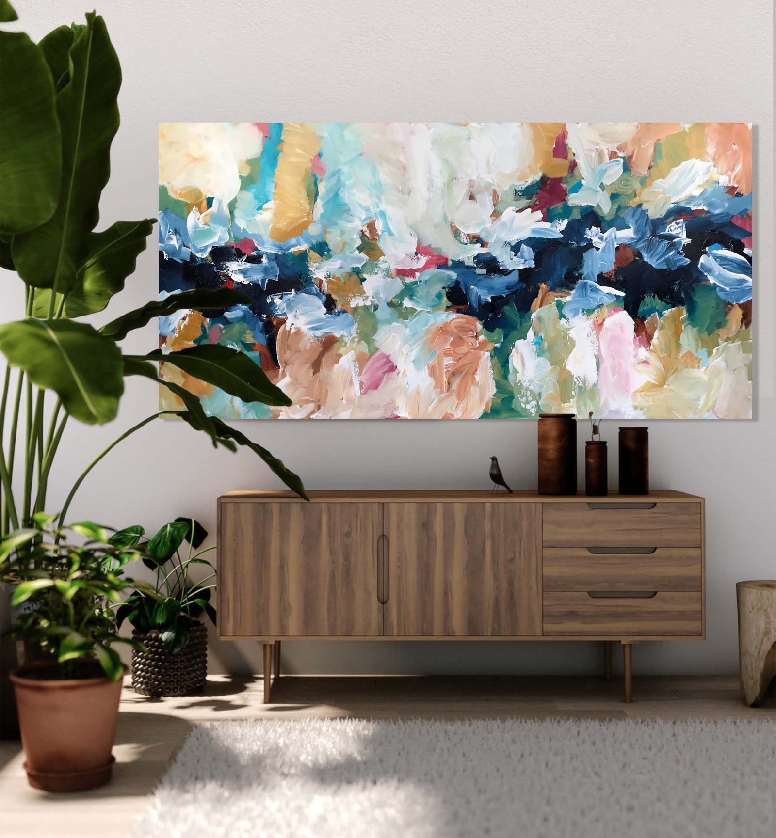 Beyond the Horizons - 152x76 cm - Original Painting-OmarObaid.com