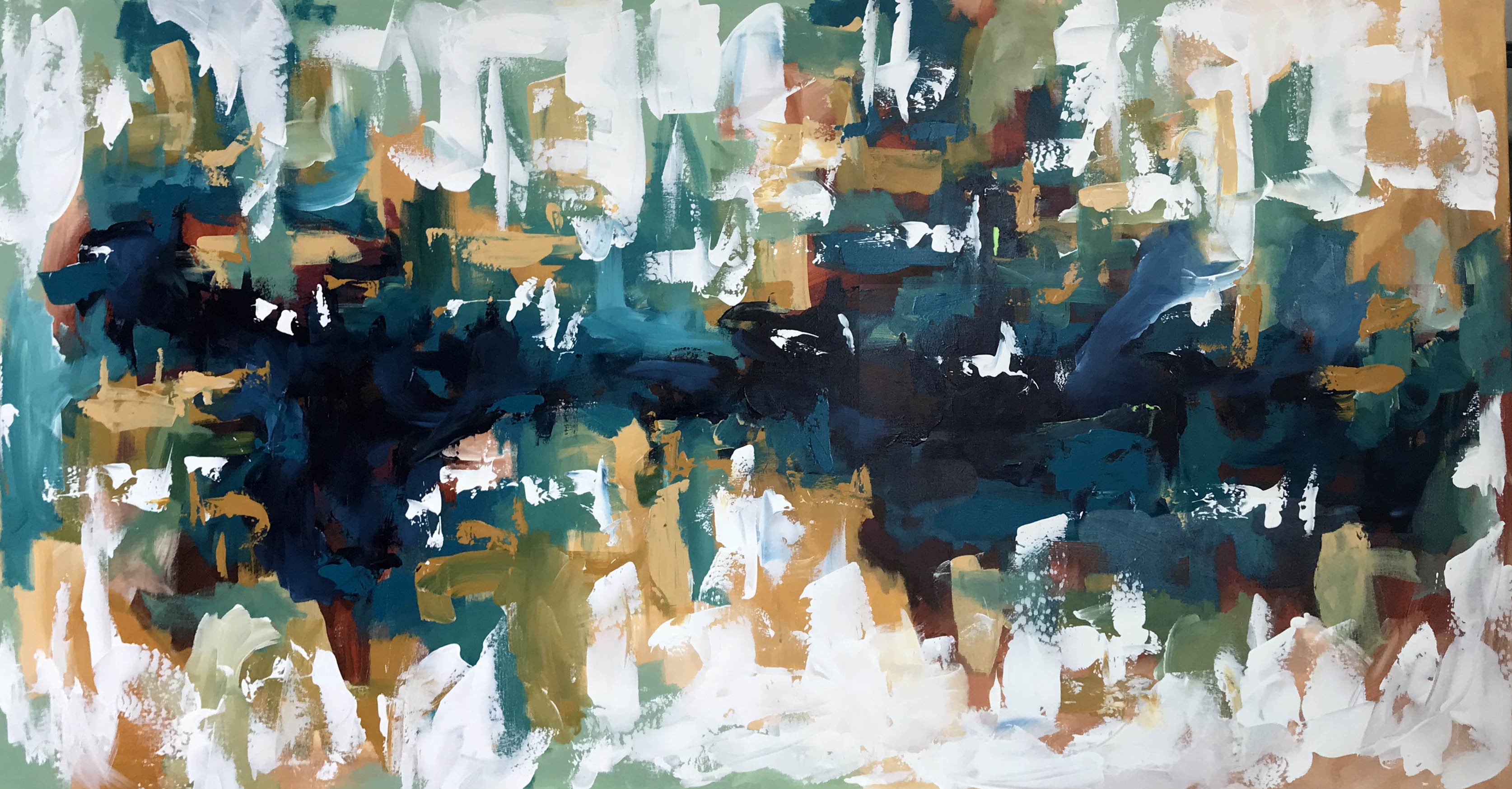 Picnic At The Lake - 152x80 cm - Original Painting-OmarObaid.com