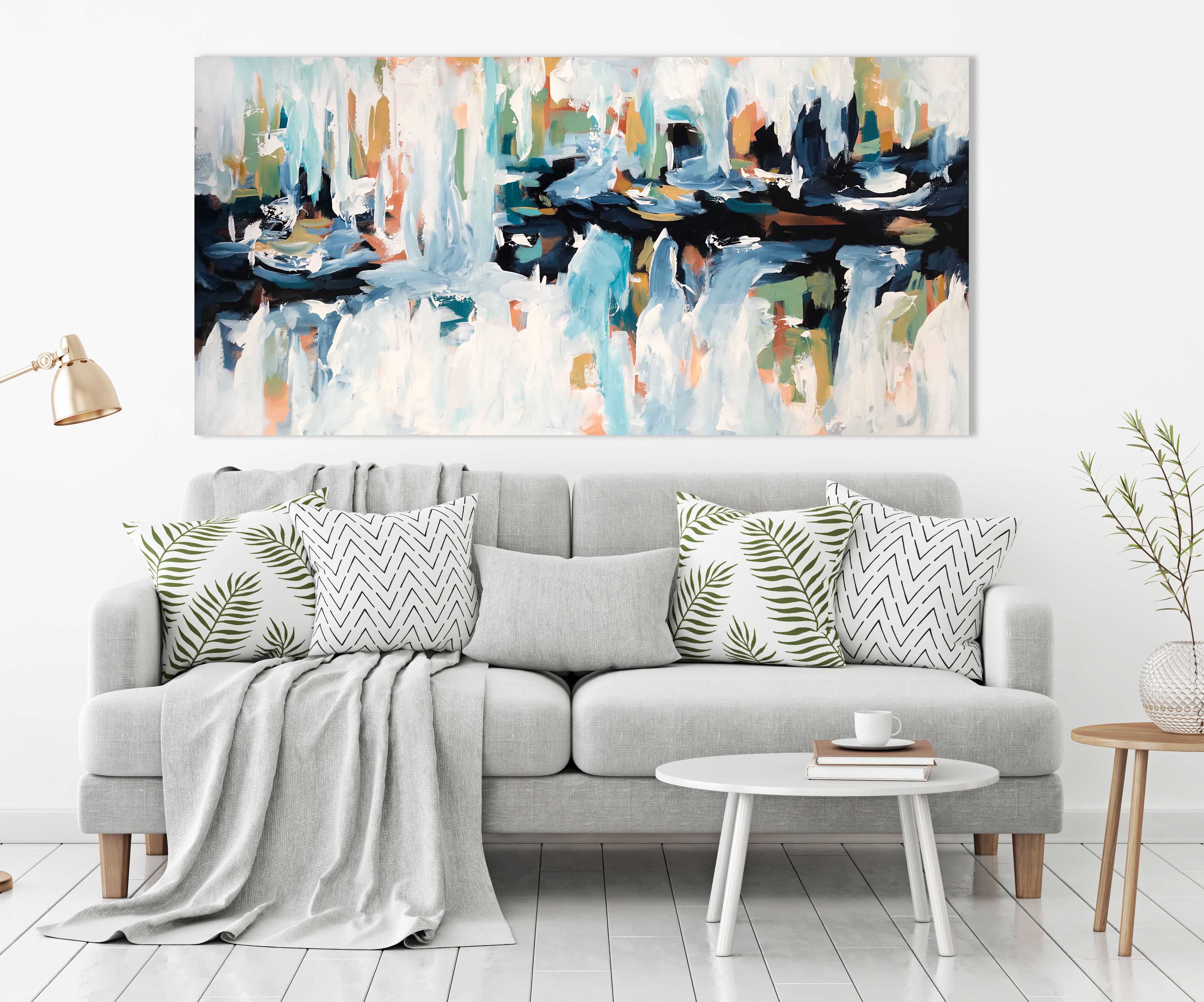 Rails At The River 2 - 152x76 cm - Original Painting