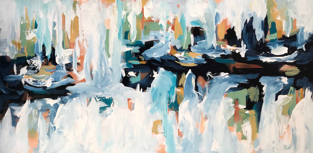 Rails At The River 2 - 152x76 cm - Original Painting