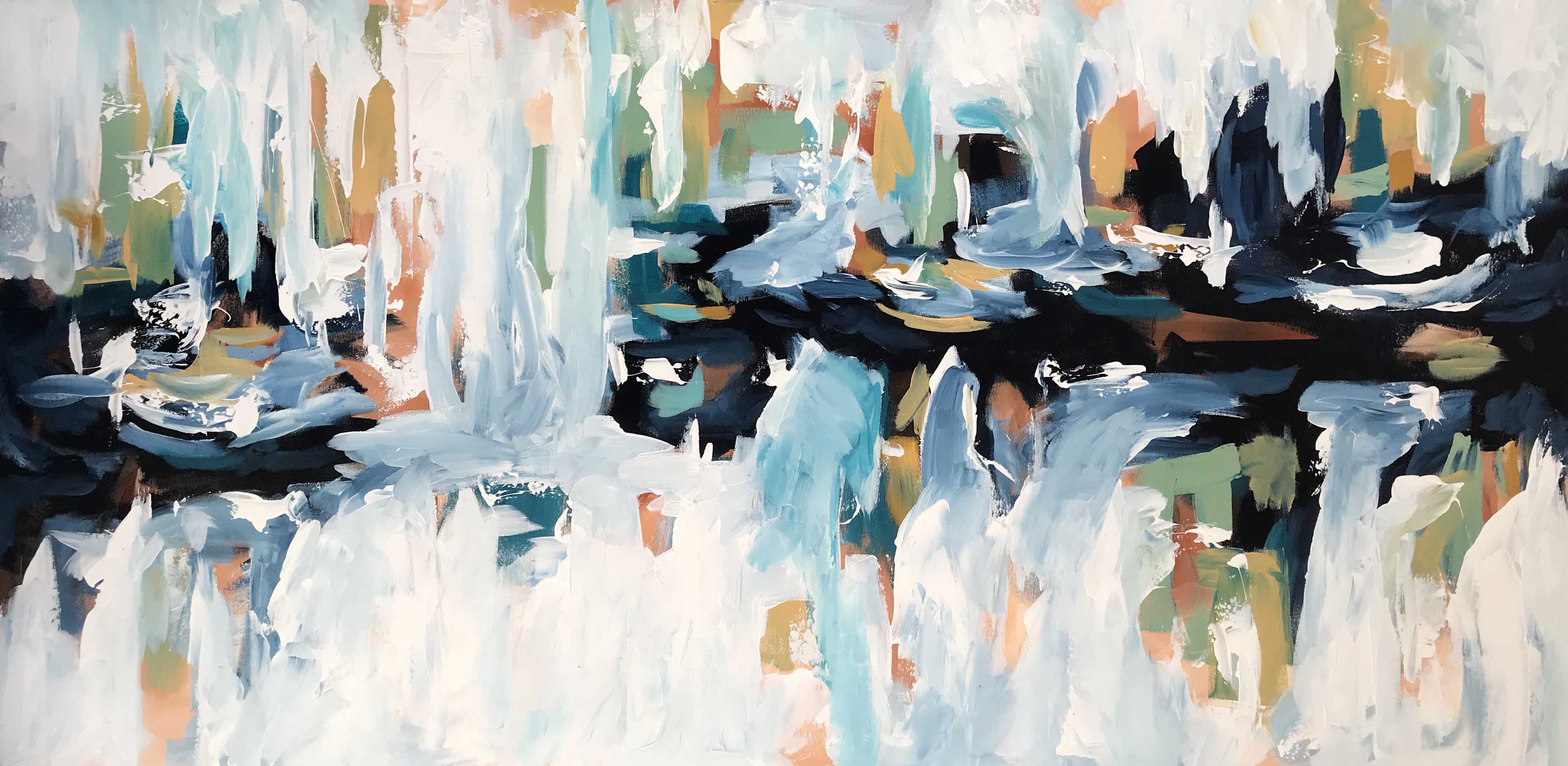 Rails At The River 2 - 152x76 cm - Original Painting