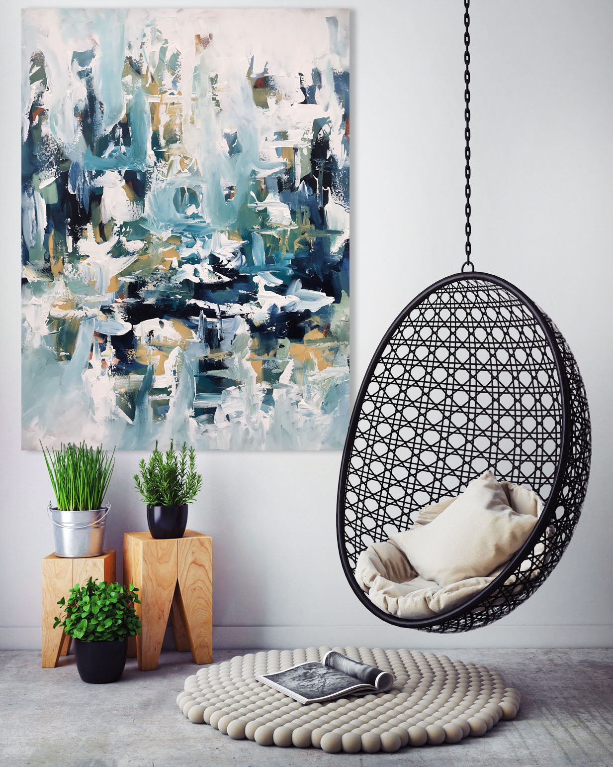 Suspended - 122x90 cm - Original Painting-OmarObaid.com