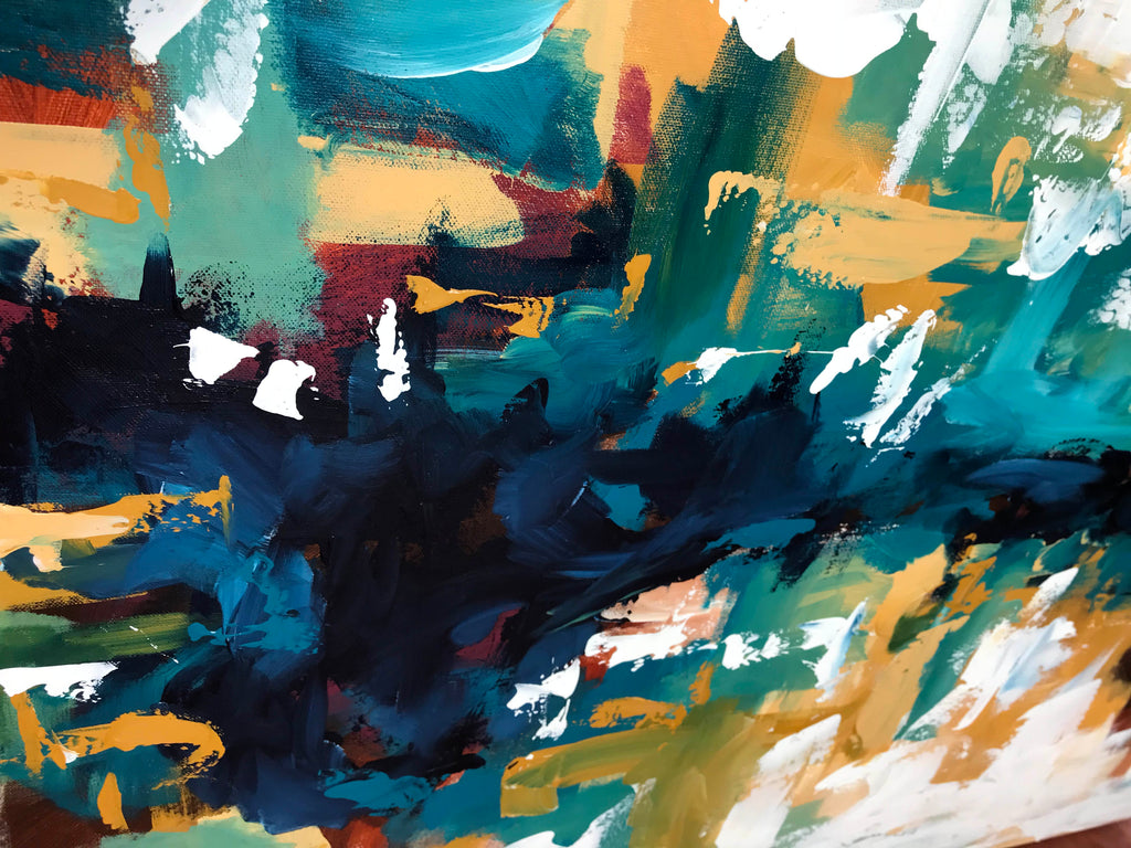 Picnic At The Lake - 152x80 cm - Original Painting-OmarObaid.com