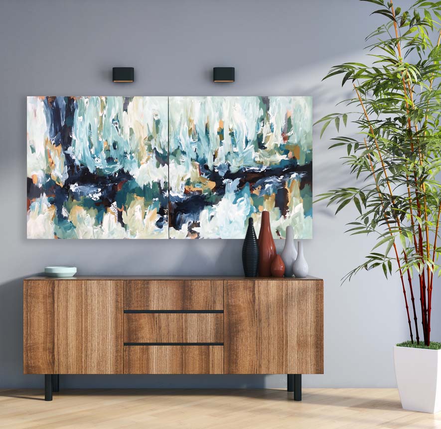 Impact - 152x76 cm - Diptych Original Painting-OmarObaid.com