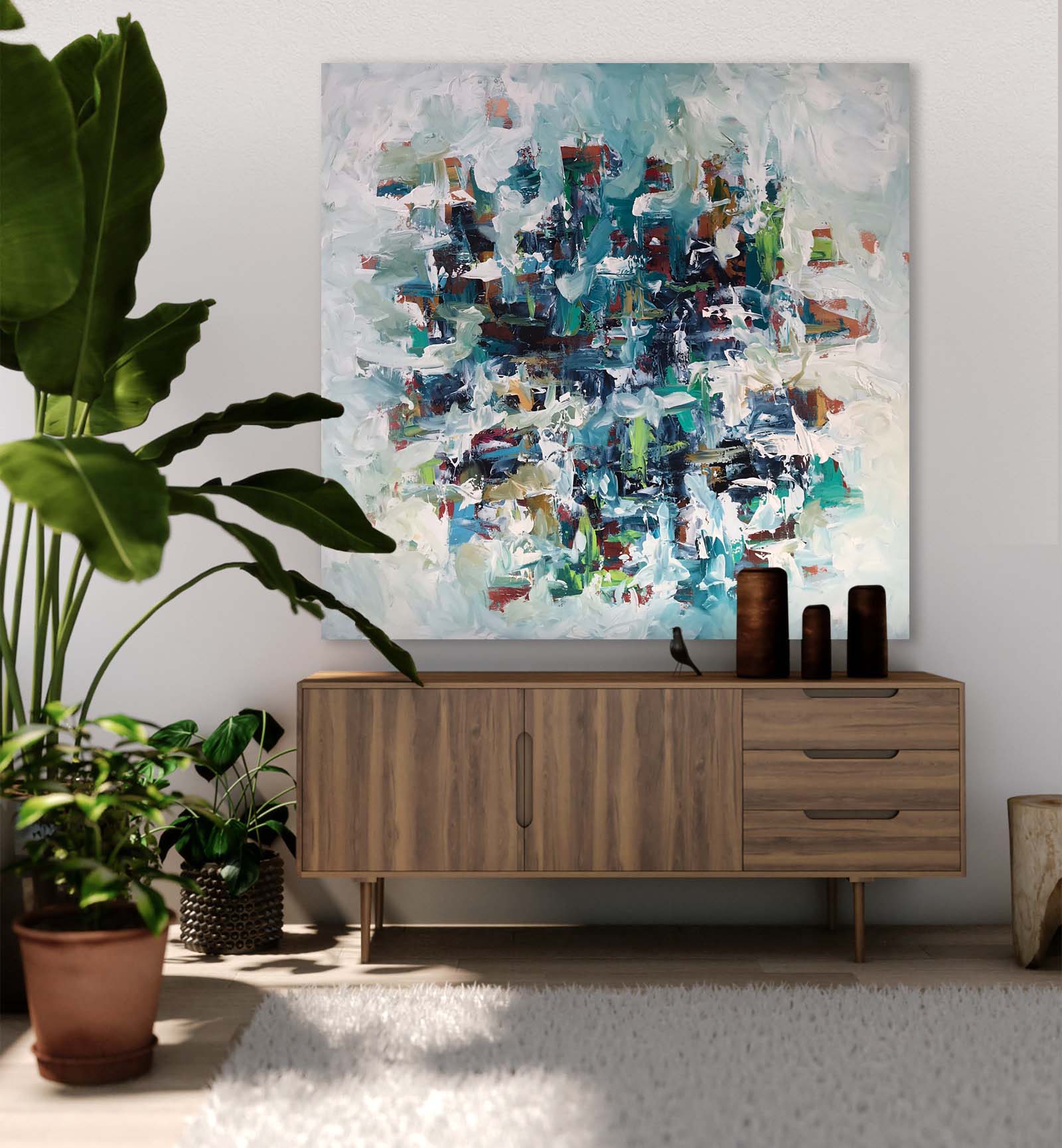 In The Distance - 122x122 cm - Original Painting-OmarObaid.com