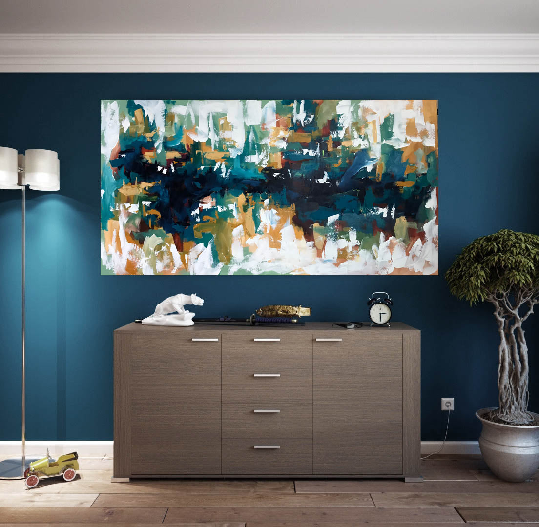 Picnic At The Lake - 152x80 cm - Original Painting-OmarObaid.com