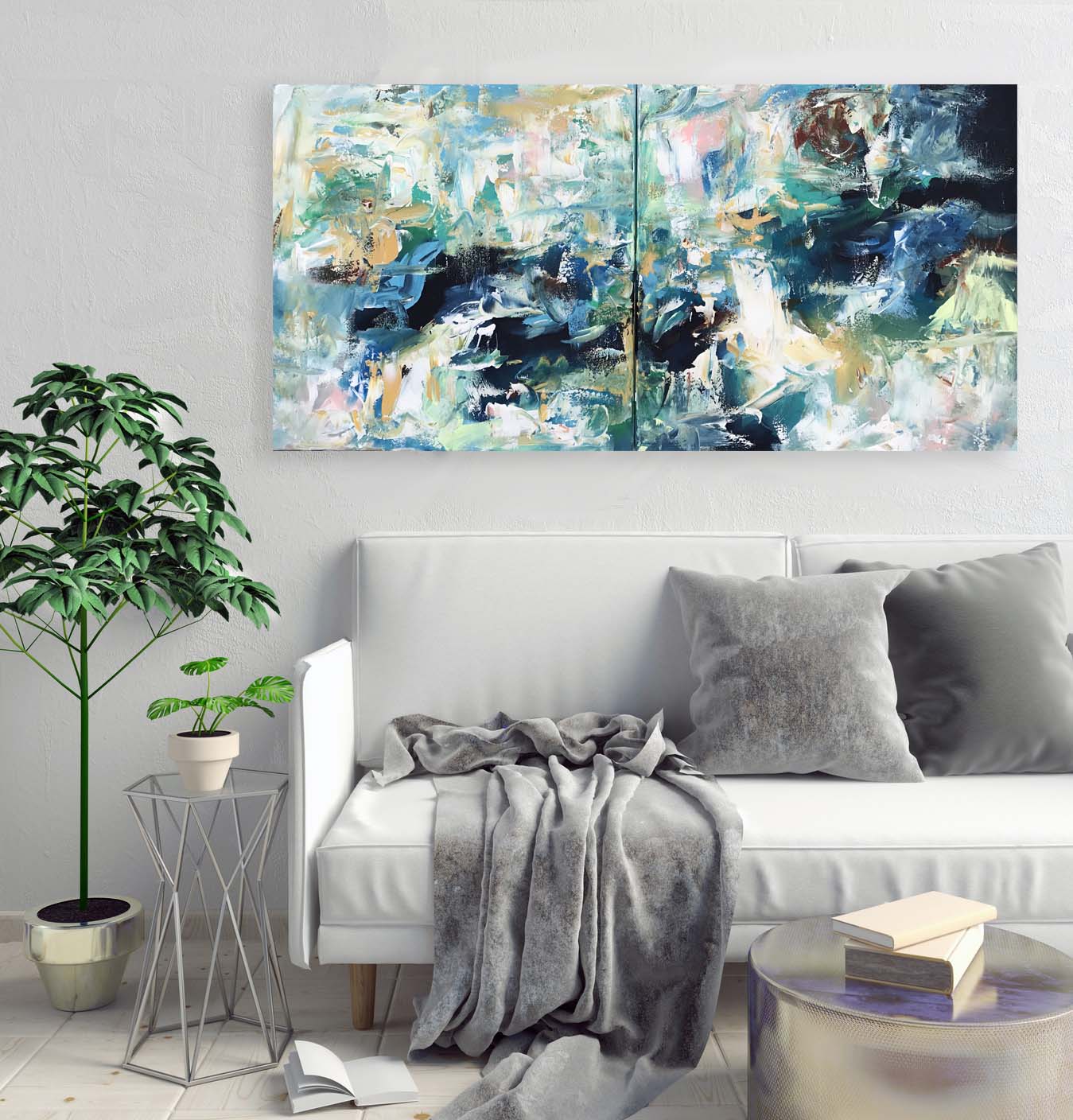 Crawling - 100x50 cm - Diptych Original Painting-OmarObaid.com