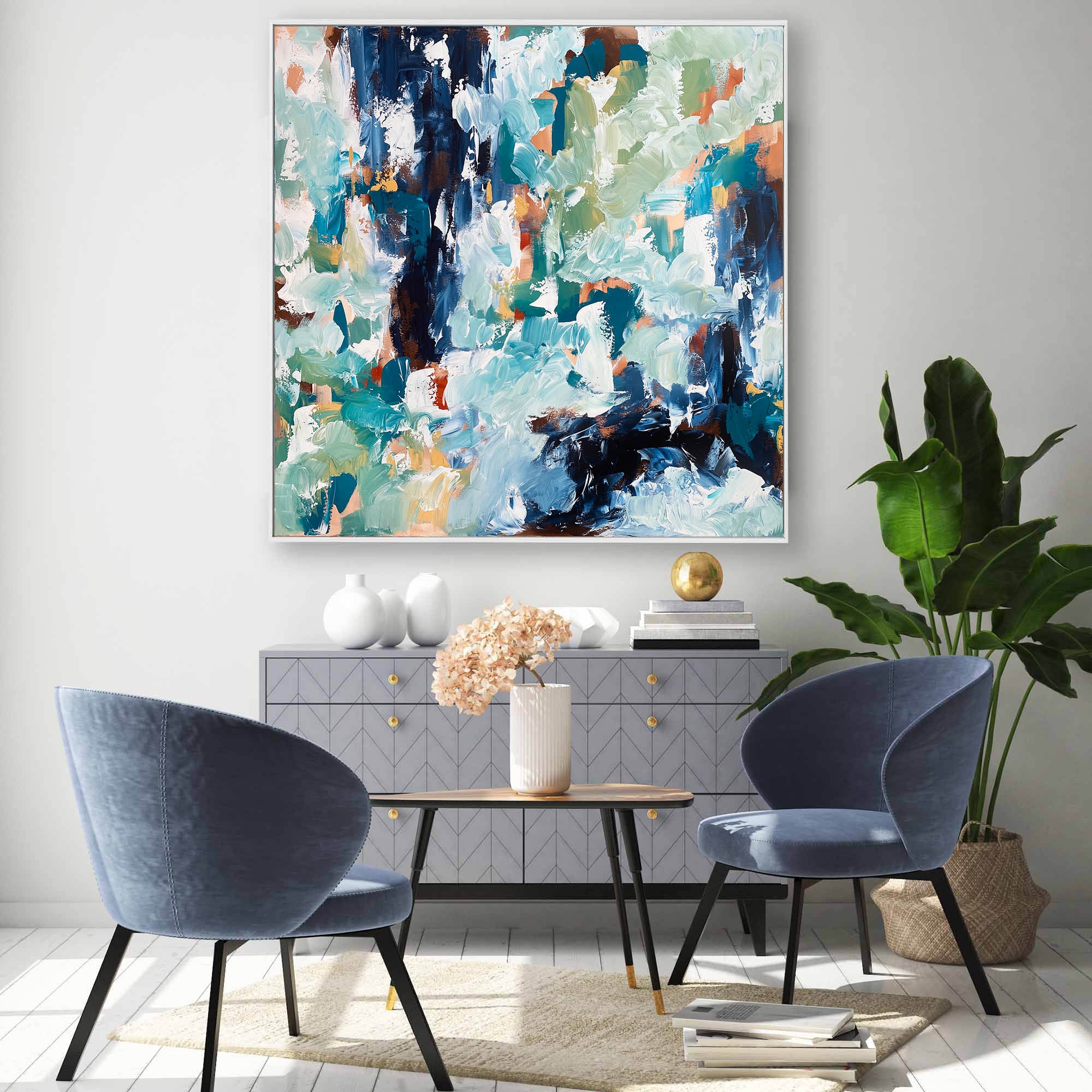 Staring At The Ocean - 102x102 cm - Original Painting