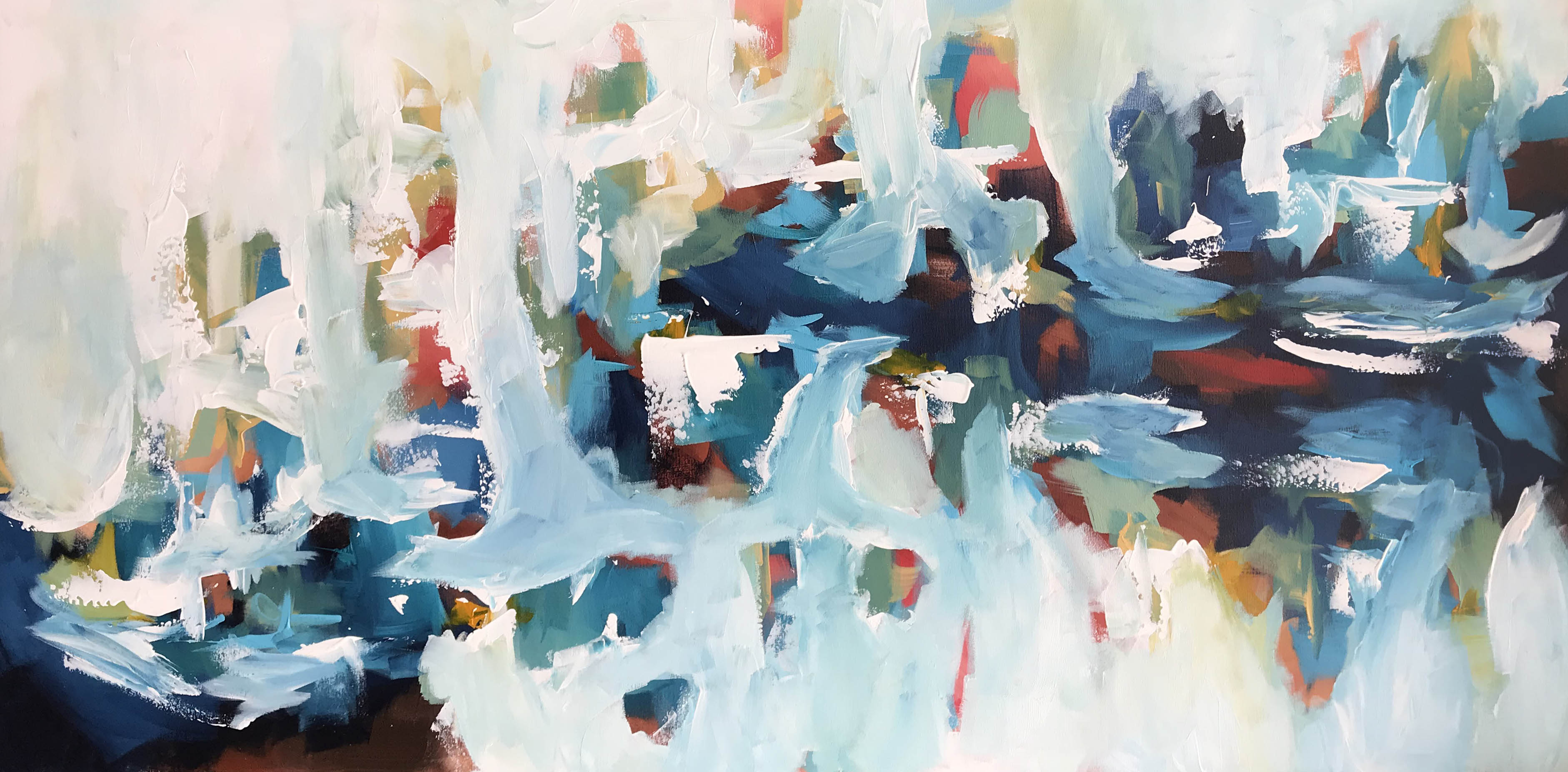 Rails At The River - 152x76 cm - Original Painting-OmarObaid.com