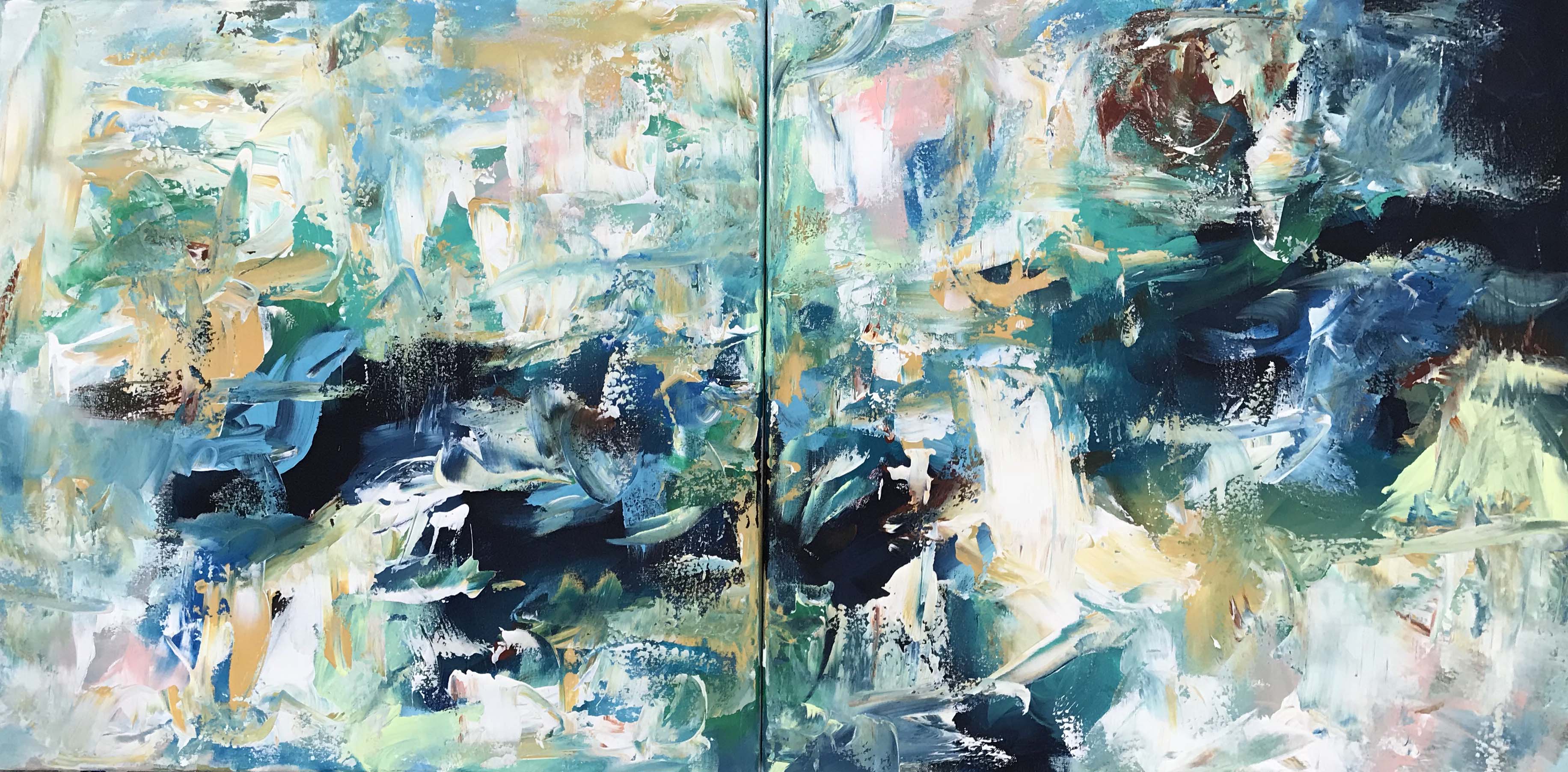 Crawling - 100x50 cm - Diptych Original Painting-OmarObaid.com