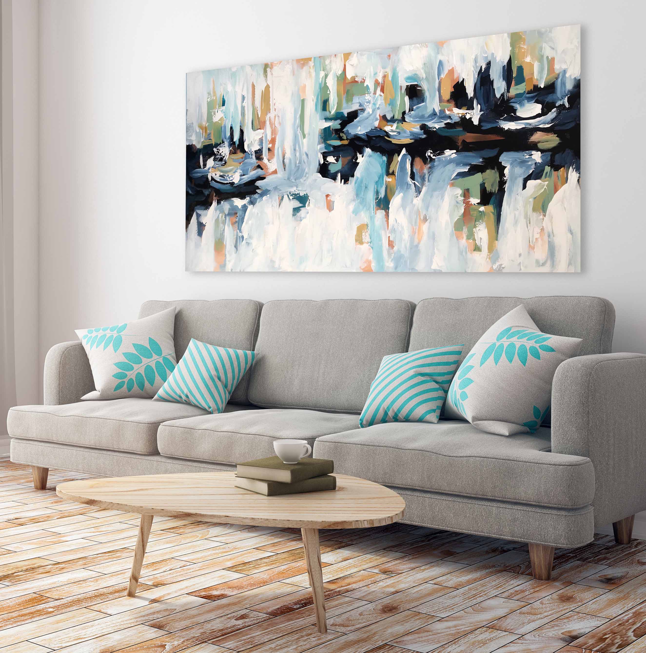 Rails At The River 2 - 152x76 cm - Original Painting